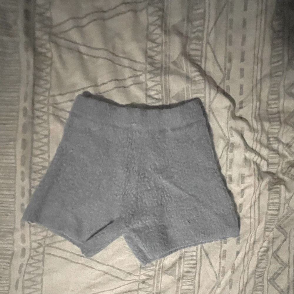 Fuzzy light blue shorts